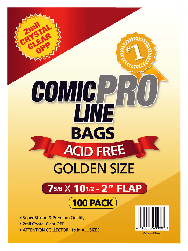 Golden Bags X 100 - 2 mill OPP Archival Grade